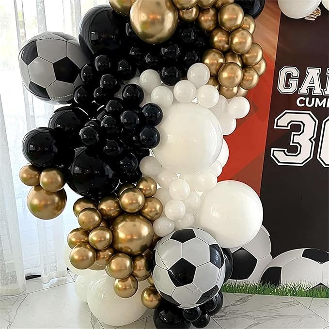 22 Inch 4D Soccer Foil Balloons, 6Pcs Soccer Party Decorations Football Shape Mylar Foil Balloons Sport Decor for Boys Kids Soccer Ball Fans Theme Birthday Party Decorations Supplies