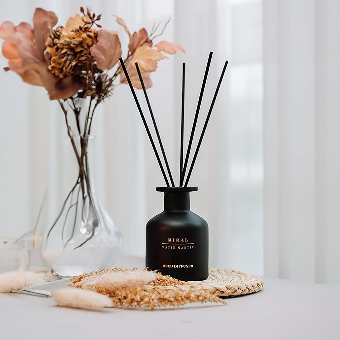Matin Martin Miral Reed Diffuser 5 oz - Luxury Aromatherapy with Orange Blossom & Mandarin - Home Decor Gift for Bedroom, Office, Living Room, Bathroom - Long Lasting Scent - Premium Fragrance Sticks