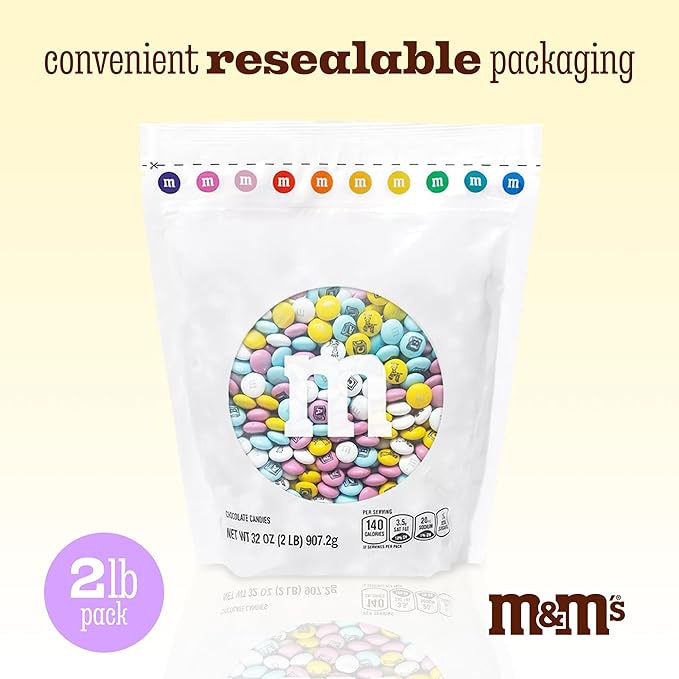 M&M'S WORLD New Baby Milk Chocolate Candy 2lb Bag with Assorted M&M'S for Showers Gender Reveal Parties and Newborn Gift Ideas