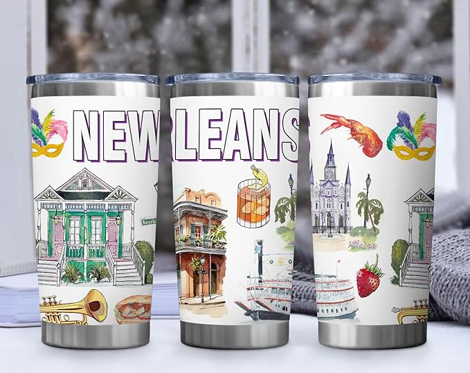 City Tumbler for City Lover,20oz Double Wall Vacuum Insulated Stainless Steel Coffee Cups (New orleans)