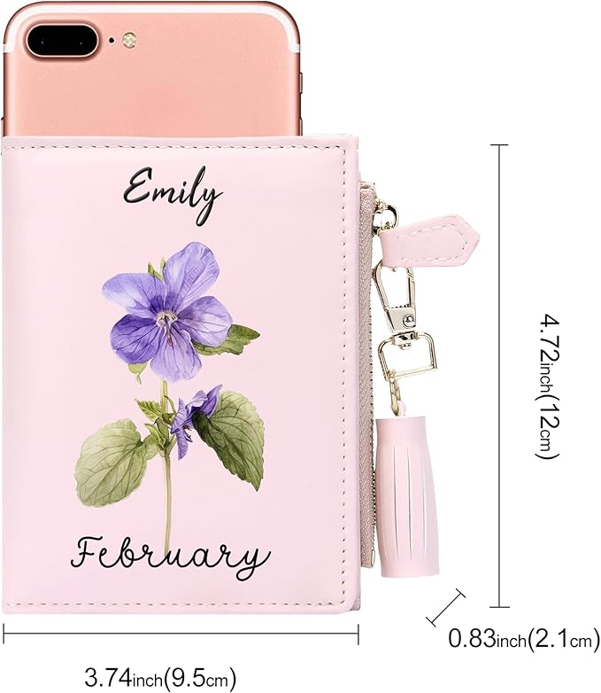 GEEAD Custom Design Small Wallets for Women Bifold Slim Coin Purse Zipper ID Card Holder PU Leather