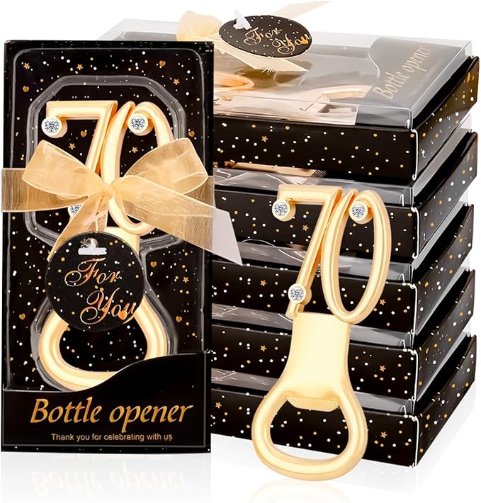 Ubrand 24PCS 70th Birthday Bottle Opener for 70th Birthday Party Favors 70th Wedding Anniversaries Souvenirs Favors Gifts Decorations (24,70)