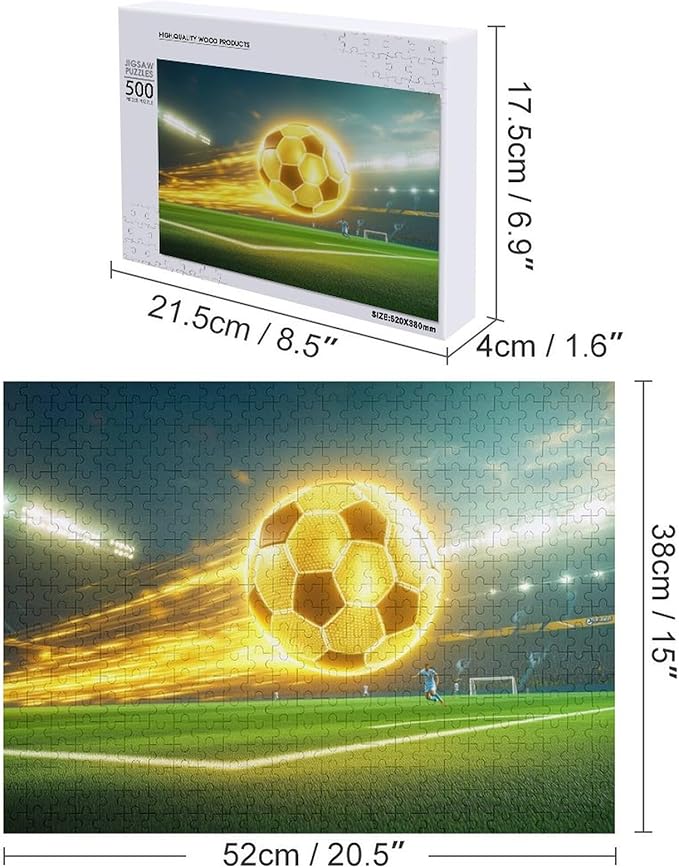 Wooden Puzzle - Football Soccer Ball Jigsaw Puzzles，Wooden Puzzles for Adults 500 Pieces Challenge Puzzles，Educational Games，Family Puzzles，Unique Gifts for Wall Art