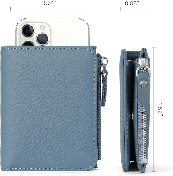 SENDEFN Small Wallets for Women Genuine Leather Slim Pocket Wallet RFID Blocking Bifold Ladies Mini Purse with ID Window