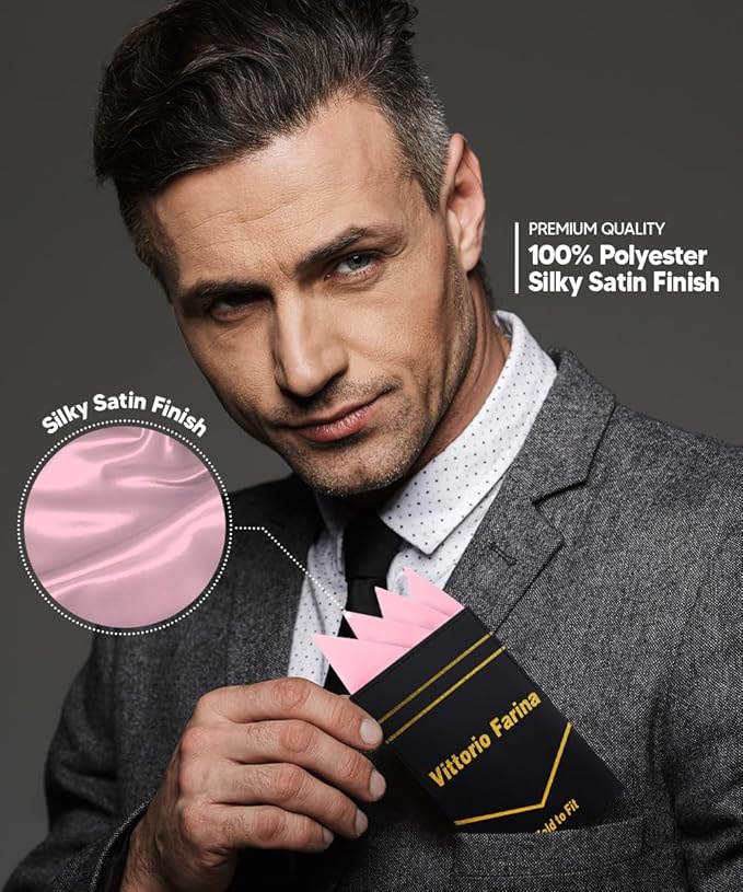 Premium Pre-Folded Four-Point Suit Pocket Square for Men with Sewn Pocket Fold