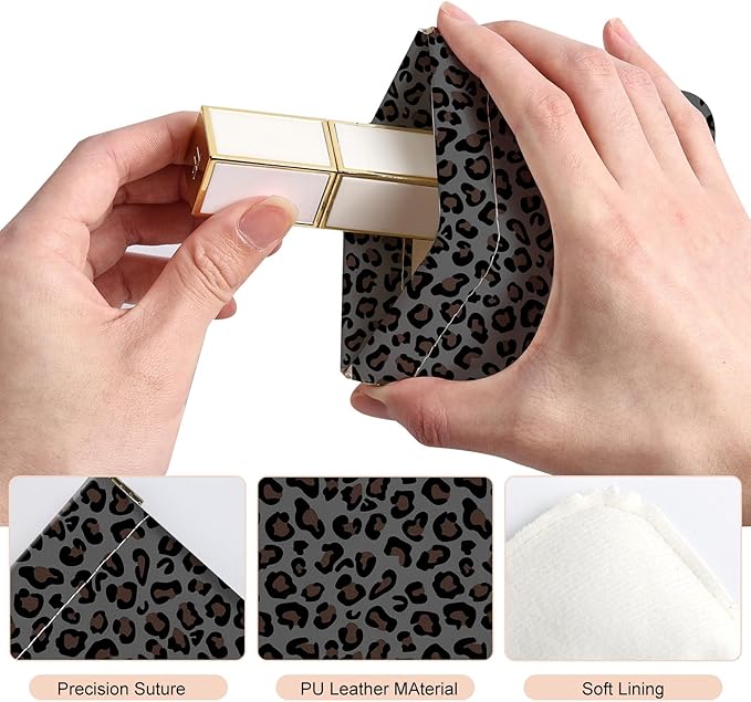2Pcs PU Leather Small Squeeze Coin Purse Pouch Mini coin Bag Unique And Cute Wallet Cosmetic Bags Change Bag For Women Girls Men （Leopard Print D