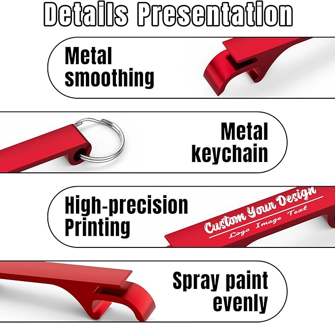 100 Pcs Personalized Bottle Opener Keychain Bulk, Custom Aluminum Beer Bottle Opener Engraved Your Own Text Logo Keychain Can Opener for Bar, Graduation, Party, Wedding Favors Gift (100 Pcs)