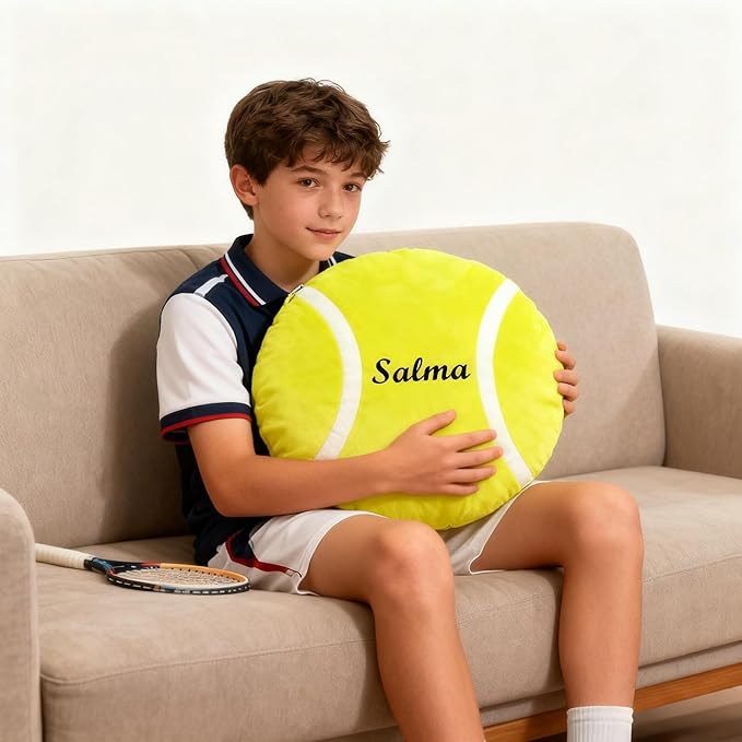 Personalized Name Tennis Pillow Custom Name Tennis Pillow for Boys Girls Customized for Tennis Fans Kids Birthday Sports Room Decore Game Day Sofa Cushion