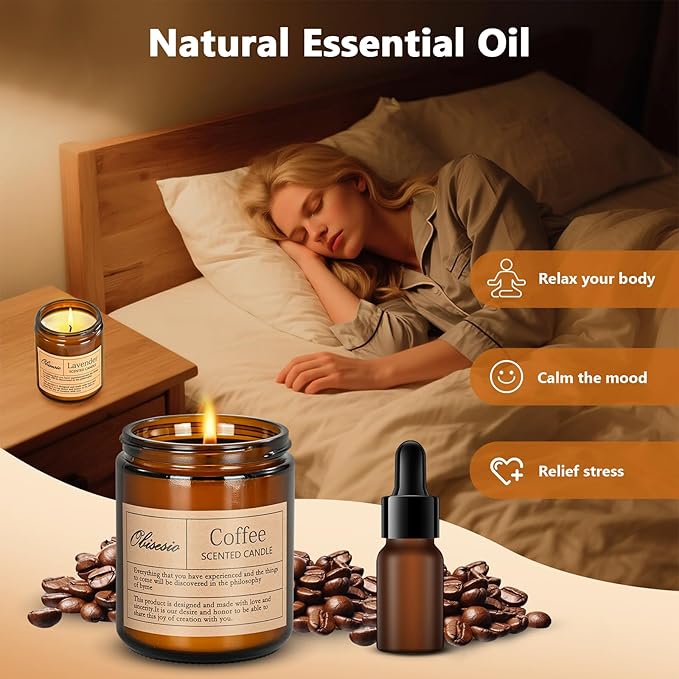 Coffee-Scented Candles,Home Aromatherapy Candels,Soy Wax Candle Gifts—These Fragrant Candes Uplift The Spirit and Refresh The Air.Perfect for Living Rooms and Bedrooms,They Make an Excellent Gift