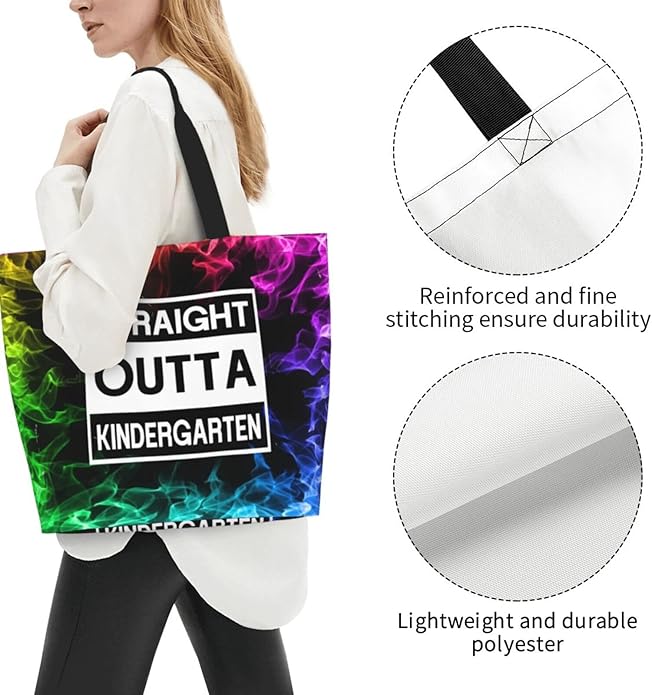 Straight Outta Kindergarten Large Reusable Eco-friendly Shopping Bags Portable Storage Handbag