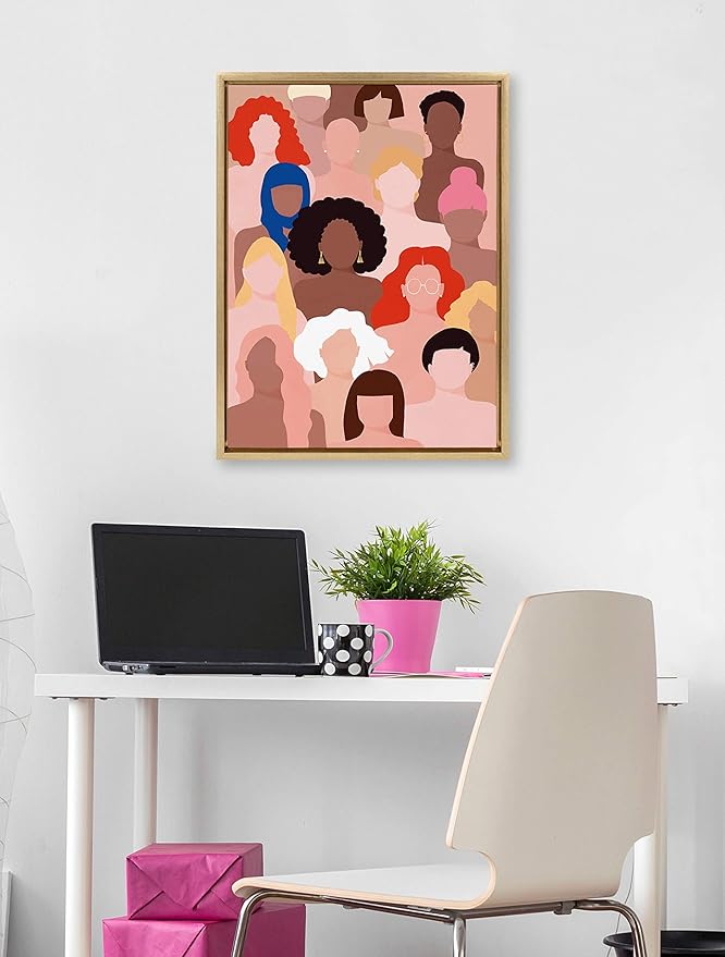 Kate and Laurel Sylvie Who Run The World Framed Canvas Wall Art by Maja Tomljanovic, 18x24 Gold, Feminine Inspiration Wall Art