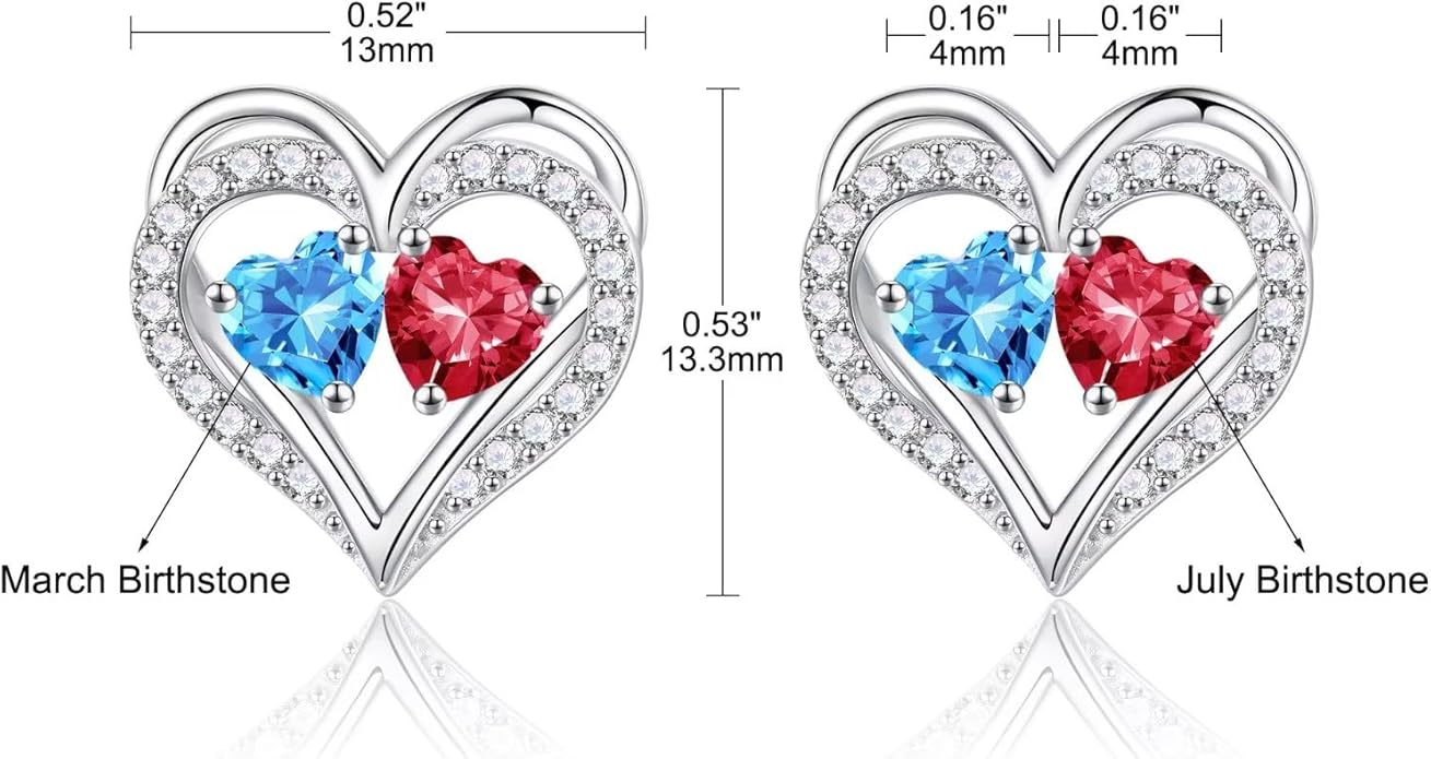 Iefil Valentines Day Gifts for Her - 925 Sterling Silver Birthstone Earrings, Anniversary Birthday Gifts for Women Wife Girlfriend Mom