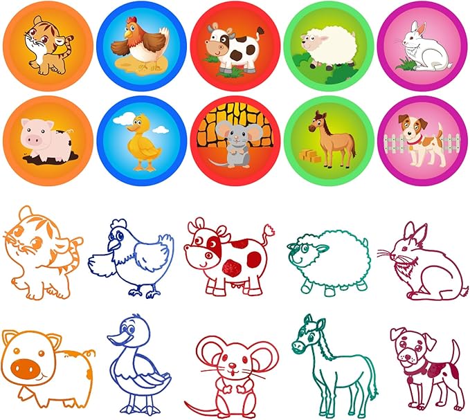 Cinrobiye 24 Pcs Farm Animal Stampers, Barnyard Tractor Farmhouse Party Supplies Favors, Classroom Rewards, Carnival Prizes, Goodie Bag Pinata Fillers for Fiesta Rodeo Cow Birthday Party