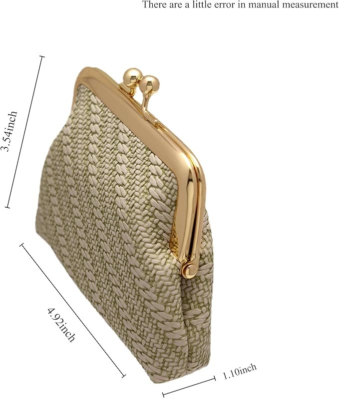 Coin Purse Vintage Bag Lock Wallet Buckle Kiss Lock change purse change holder wallet coin Leather coin wallet(A Gray-green)