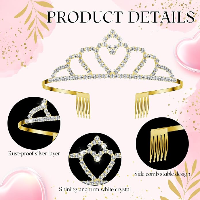 Riceshoot 50 Pcs Tiara Crowns Bulk for Women Crystal Princess Tiara Queen Rhinestone Crown with Comb Silver Bridal Wedding Headband for Women Prom Birthday Party Hair Accessory