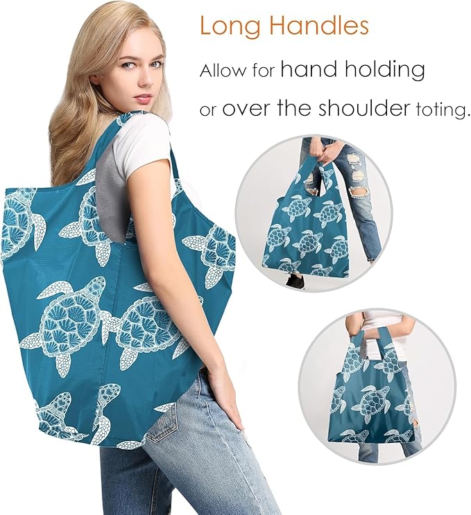 BeeGreen Reusable Grocery Bags Flowers Reusable Kitchen Bags Bulk Foldable-Machine Washable with Zipper Storage Pouch 6 Packs
