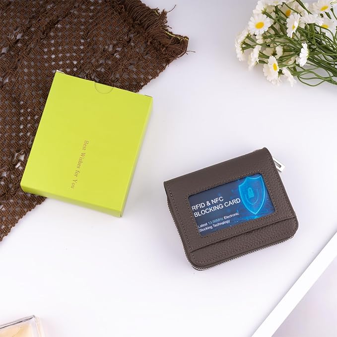 Genuine Small Wallet for Women, Slim RFID Blocking Credit Card Holder with ID Window, Compact Purses for Women with 29 Card Slots