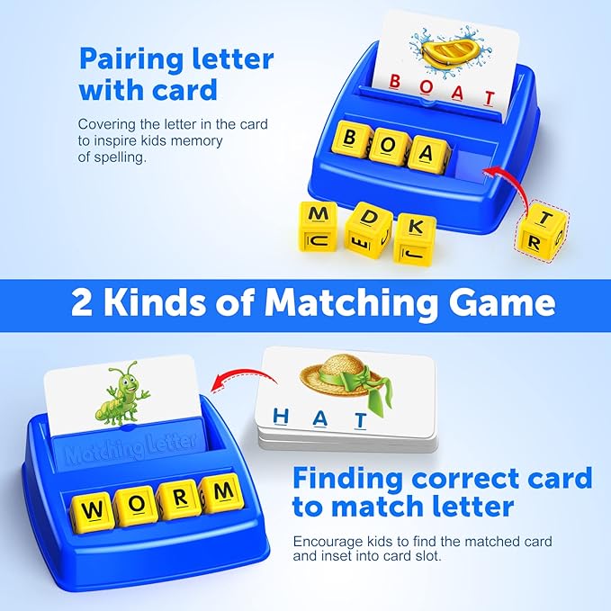 SAITCPRY Educational Toys for 3 4 5 Year Old for Toddlers 2-4 Year Matching Letter Games for 3-5 Montessori Toys for Kids Toy for Ages 2-4 4-6 (Blue/Yellow)