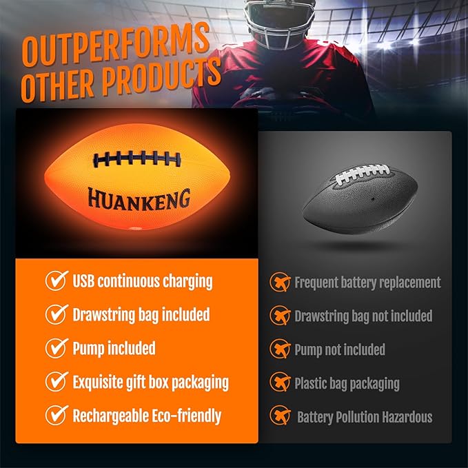 Upgrade Rechargeable Glow in The Dark Ball Toys Birthday Gifts for 6 7 8 9 10 11 12 13 14 15 Year Old Boys, Sports and Outdoors Light Up Ball Games for Teen, Kids Boys Toy Stuff Ages 6-15