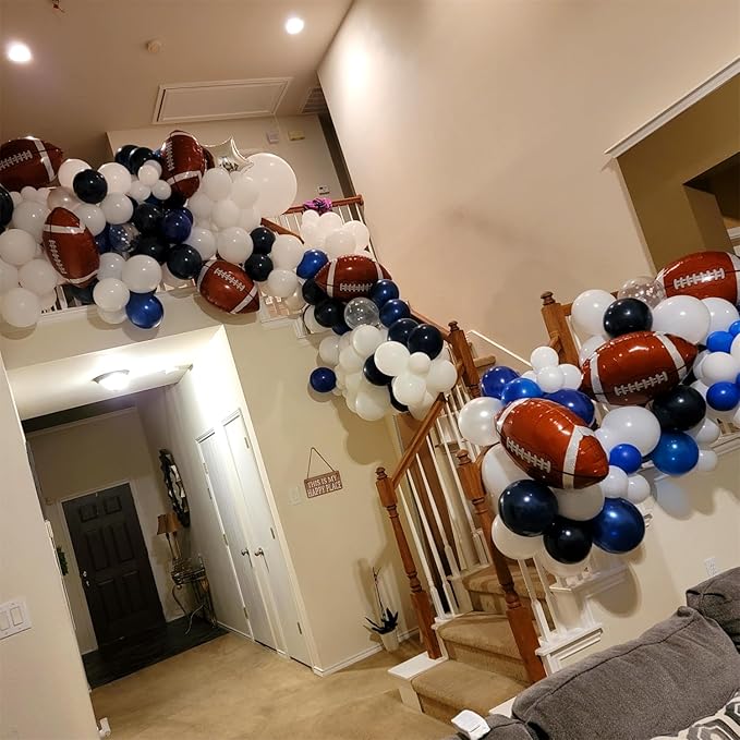 5 Pieces Large Football Party Balloons, Brown Football Shaped Mylar Foil Balloons Sports Theme Party Decorations for Boys Men Football Fans Tailgate Birthday Party Sport Decorations Supplies
