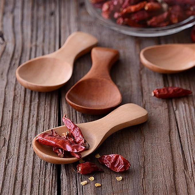 Wooden Spoons Set, Mini Seasoning, Sugar, Salt, Honey, Jam, Coffee, Ice Cream, Mustard, Tea Spoons, Cooking Utensils