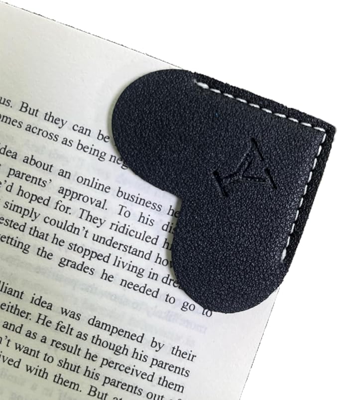 Personalized Leather Book Marks, Heart Bookmark, Unique Cute Handmade Letter Bookmarks Accessories for Reading Women, Teacher, Student, Book Lovers Book Mark Gifts (Black, Y)