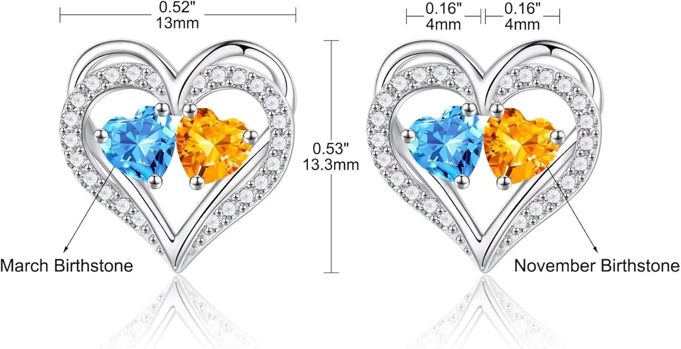 Iefil Valentines Day Gifts for Her - 925 Sterling Silver Birthstone Earrings, Anniversary Birthday Gifts for Women Wife Girlfriend Mom