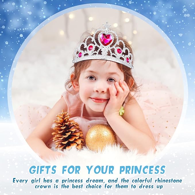 Bonuci 60 Pack Kids Tiara Crown Set Dress up Costume Party Accessories Princess Crown with Heart Stones Plastic Headband for Little Girls Women Toddler Birthday Valentine Favors