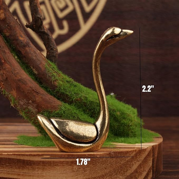 Brass Animals Figurine Decorative,Solid Copper Decorations,Metal Statue,Pure Brass Swan Statue,Elegant Decor Figurine，Ideal Decor for Home, Office, or Café