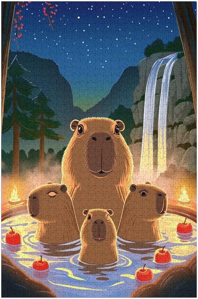Jigsaw Puzzles for Adults 1000 Piece - Cute Capybara Wooden Puzzles, Funny Puzzles，Unique Gifts for Wall Art，Family Puzzles，Educational Games，Challenge Puzzles