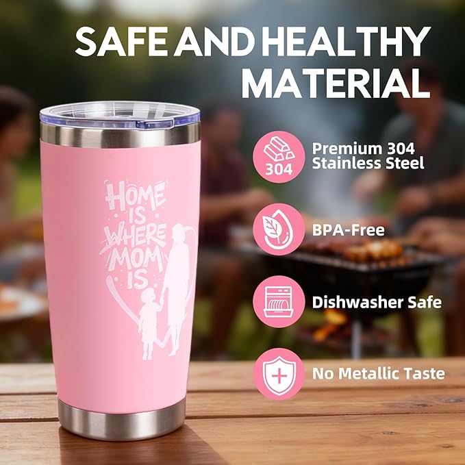 Birthday Gifts for Mom and Best Mom Ever, Personalized Tumbler Engraved Merry Chrismas Present for Her,Women, Wife, Daughter, Sister - Thoughtful Gift Basket for Mothers Day,Pink