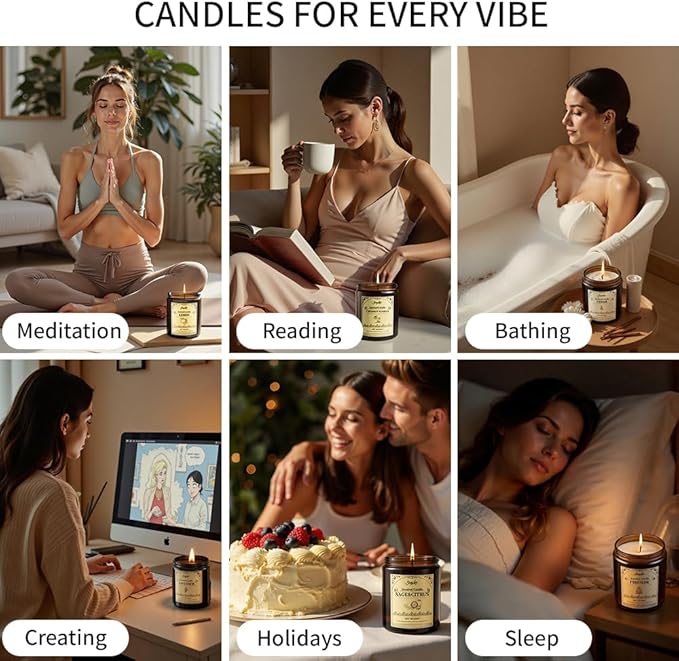 Coconut Vanilla Scented Candles, 7oz Soy Wax Candle, Long Lasting Aromatherapy Jar Candle for Home, Scented Long Burning Candle Gift for Women and Men