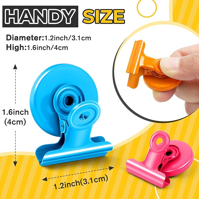 20 Pack Magnetic Clips Heavy Duty, Colorful Magnet Clips for Fridge, Refrigerator Magnets, Strong Magnetic Clip, Scratch Free Magnets with Clip for Whiteboard, Refrigerator, Locker
