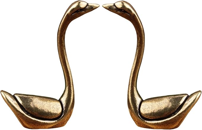 Brass Animals Figurine Decorative,Solid Copper Decorations,Metal Statue,Pure Brass Swan Statue,Elegant Decor Figurine，Ideal Decor for Home, Office, or Café