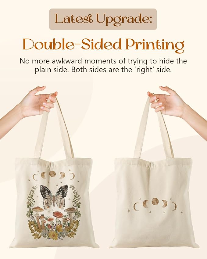 Miss Adola Aesthetic Tote Bag for Girls - with Magnetic Buckle and Zipper Inner Pocket for Women Lady Canvas Cotton Tote Bag