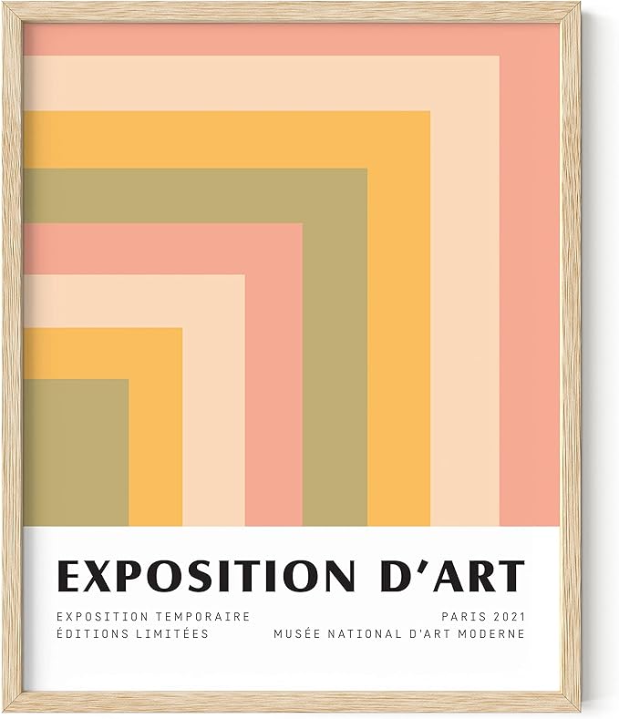 HAUS AND HUES Danish Pastel Posters – Trendy Wall Art, Aesthetic Posters, Abstract Art Exhibition Poster, Danish Pastel Wall Decor, Cute Poster (Beige Frame, 16x20)