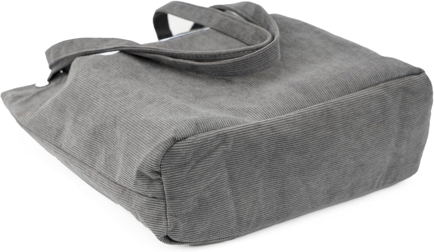 Corduroy Tote Bag Cute Tote Bags for Women Shoulder Bag with Inner Pocket for Work Beach Travel and Shopping Grocery