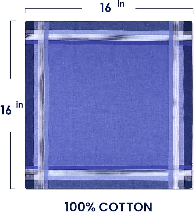 Zenssia Men's Soft Cotton Handkerchiefs Assorted Color with Stripe 6 Piece Gift Set