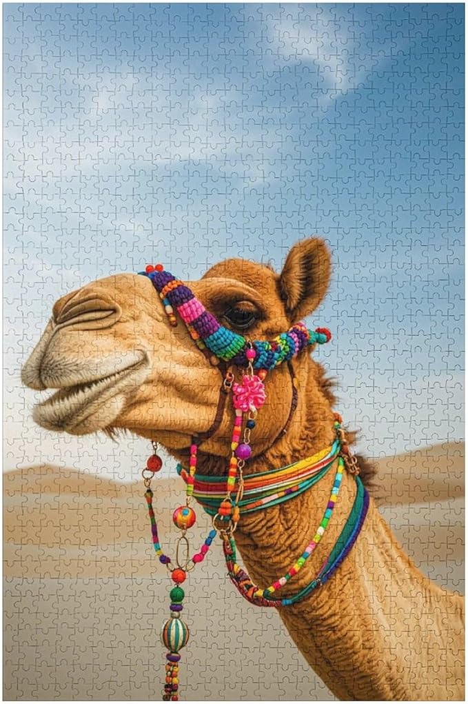Camel in The Desert Wooden Puzzle 1000 Pieces Jigsaw Puzzles for Adults Puzzle Educational Toys Challenging Fun Games Gifts for Elders Kids Family and Friends