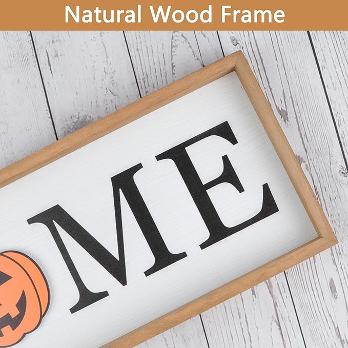 Interchangeable HOME Seasonal Tabletop Sign with 12 Pcs Seasonal Icons Wooden HOME Sign for All Seasons Shelf Mantel Windowsill Decor