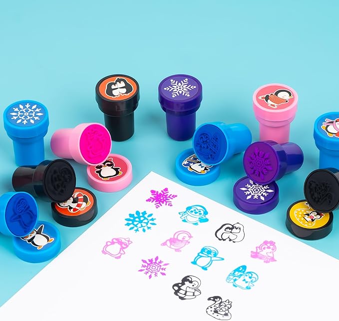 36PCS Penguin Party Favors - 24PCS Temporary Tattoos & 12PCS Stamps - Ideal Winter Animal Themed Birthday Card Decorations Supplies Goodie Bag Cute Rewards for Girls Boys Classroom Gifts Prizes