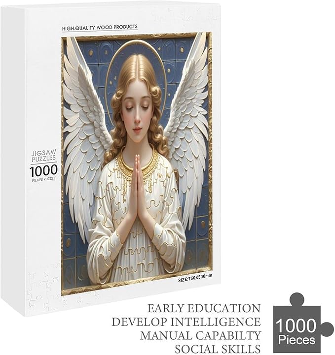 Wooden Puzzle - Classic Angel Praying Jigsaw Puzzles，Wooden Puzzles for Adults 1000 Pieces Challenge Puzzles，Educational Games，Family Puzzles，Unique Gifts for Wall Art