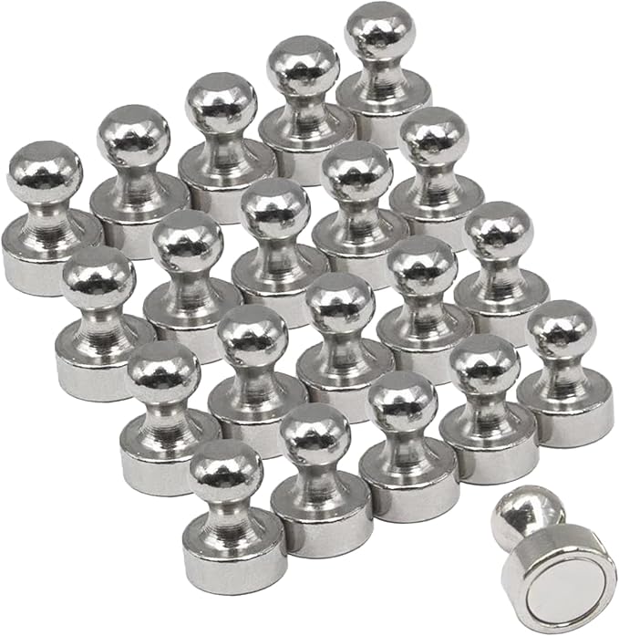 Fridge Magnet, 20Pcs Silvery Refrigerator Magnets, Small and Strong Magnets for Whiteboard, Office, Classroom, Map, Kitchen Accessories, Office Accessories, Locker Accessories, Map Decorative