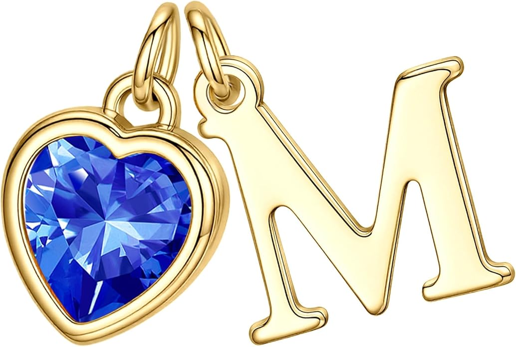 Turandoss Valentines Day Gifts for Her Trendy, Dainty 14K Gold Plated Initial A-Z Heart Birthstone Pendant Necklace Personalized Bridesmaid Birthday Valentines Jewelry Gifts for Women Girls