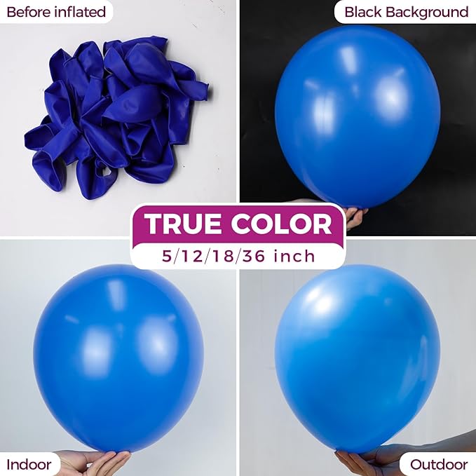 Bezente Royal Blue Latex Party Balloons - 100 Pack 12 inch Round Helium Blue Balloons for Birthday Graduation Baseball Nautical Retirement Bachelorette Patriotic Party Decorations