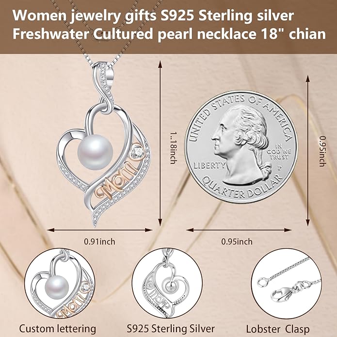 Mothers Day Gifts for Mom -Grandma Mom from Daughter Son, Gifts for Wife Nana Mother Birthday-Christmas Day for Women Her Jewelry Gift, Pearl Necklaces