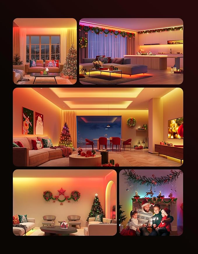 Govee 32.8ft LED Strip Lights RGBIC App Control, Smart LED Strips with Segmented Color Control Intelligent Color Picking, Music Sync LED Lights for Bedroom, Kitchen, Party, Home Decor (2x16.4ft)