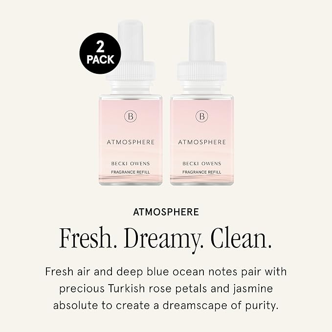 Pura & Becki Owens Home Scent Refill - Smart Home Air Diffuser - Up to 120-Hours of Luxury Fragrance per Refill - Home Essential - Clean & Safe Diffuser Fragrance - 2 Pack, Atmosphere