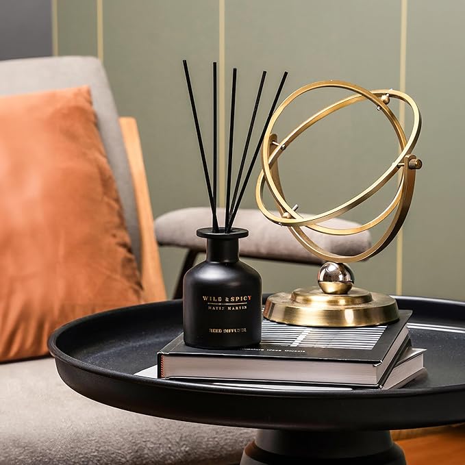 Matin Martin Wild and Spicy Reed Diffuser 5 oz - Luxury Aromatherapy with Cardamom & Amber - Home Decor Gift for Bedroom, Office, Living Room, Bathroom - Long-Lasting Scent - Premium Fragrance Sticks