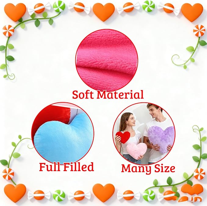Custom Heart Pillow with Insert, Personalized Heart Shaped Pillow with Photo Text as Valentine Pillows for Girlfriend Boyfriend Home Decor Personalized Gifts for Valentines Day Anniversary